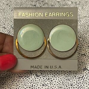 Mint Green and Gold Fashion Earrings